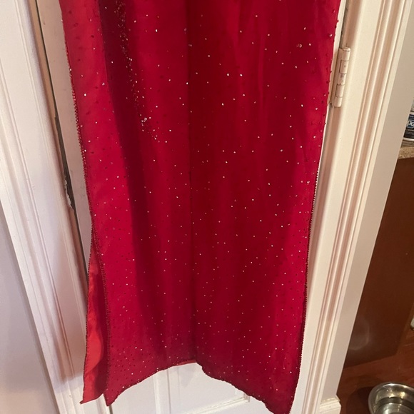 Riva’s Designs Red Beaded formfitting formal dress - Picture 3 of 11